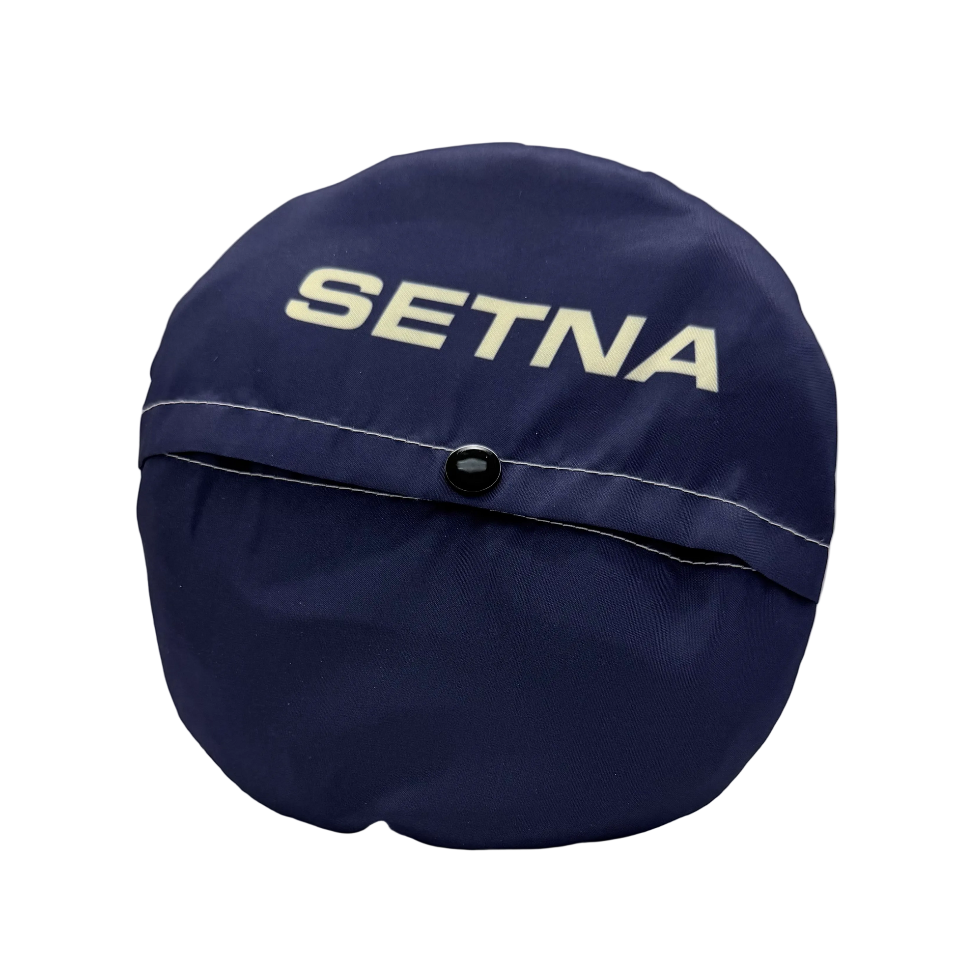 Navy blue bag with 'SETNA' branding on a white background